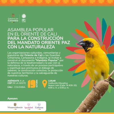 ASAMBLEA POPULAR EN EL ORIENTE DE CALI, PARA LA COSNTRUCCION DEL MANDATO ORIENTE PAZ CON LA NATURALEZA