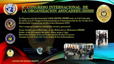 La organización internacional Asocadehu-DDHH, invita a su noveno congreso internacional