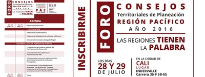 Foro Región Pacífico congrega Consejos Territoriales de Planeación este jueves en Cali