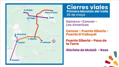 ¡Atención conductores! Este domingo 26 de mayo se corre la Maratón del Valle, conozca el plan de cierres y desvíos