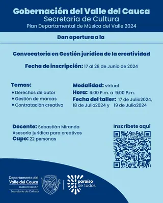 Abierta la convocatoria para participar en el Taller gestión jurídica de la creatividad de la industria musical