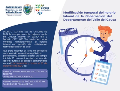 CIRCULAR - MODIFICACIÓN HORARIO LABORAL FESTIVIDADES DE FIN DE AÑO