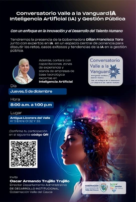 INVITACIÓN CONVERSATORIO VALLE A LA VANGUARDIA- INTELIGENCIA ARTIFICIAL Y GESTIÓN PÚBLICA