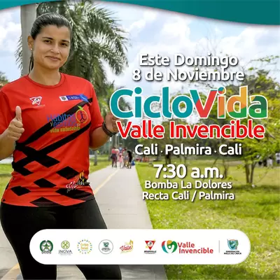 Este 8 de noviembre se abren 40 kilómetros para el  deporte y la diversión en la Ciclovida ‘Valle Invencible’