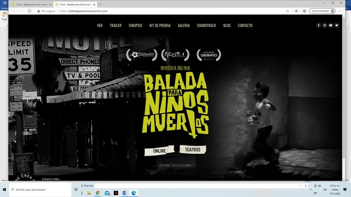 Este miércoles 16 de diciembre será el lanzamiento  del sitio web de la película ‘Balada para niños muertos’