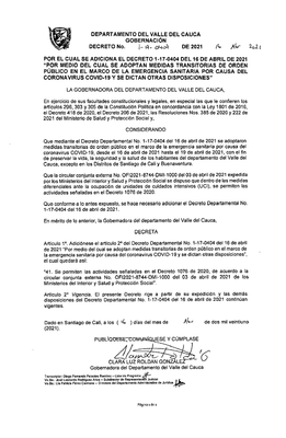 DECRETO 0407 DEL 16 DE ABRIL DE 2021