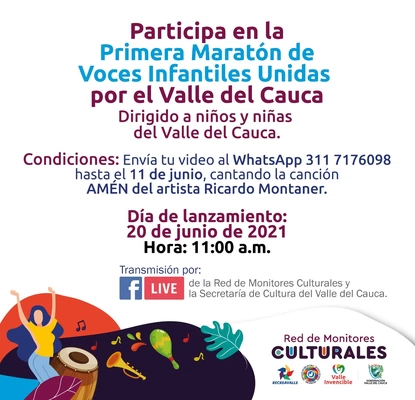 Participa en la Gran Maratón de Voces Infantiles unidas por el Valle del Cauca