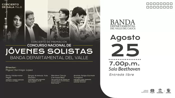 ‘Jóvenes Solistas’, presentes en el VIII Concierto de Gala Banda Departamental del Valle con un repertorio universal