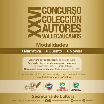 Aún estás a tiempo de participar en la convocatoria ‘XXVI Concurso Colección Autores Vallecaucanos’