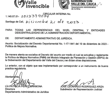 Decreto Departamental No.1-17-1441 del 19 de diciembre 2023-6642 Gaceta Extraordinaria 19 de Diciembre 2023