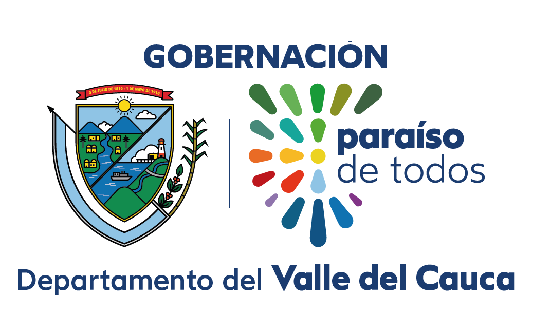 Logo de Valle inteligente y escudo de la Gobernación del Valle del Cauca