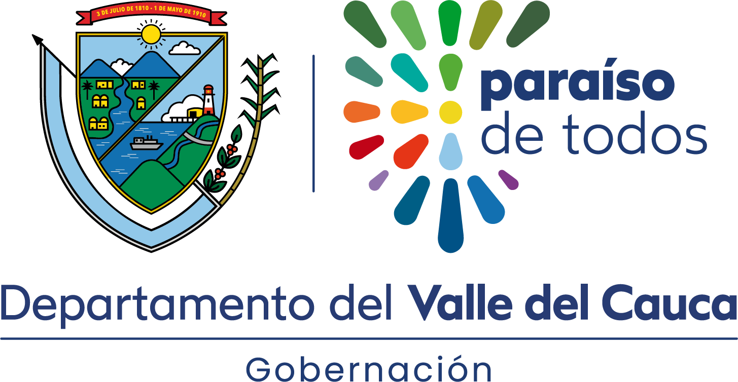 Logo de Valle inteligente y escudo de la Gobernación del Valle del Cauca